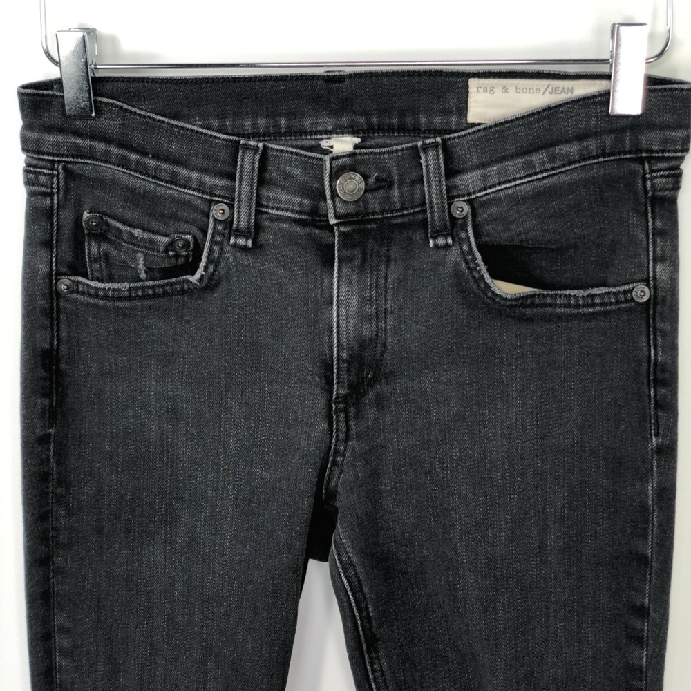 Rag & Bone Jeans Black Rock Holes Destroyed Skinny - Picture 4 of 8